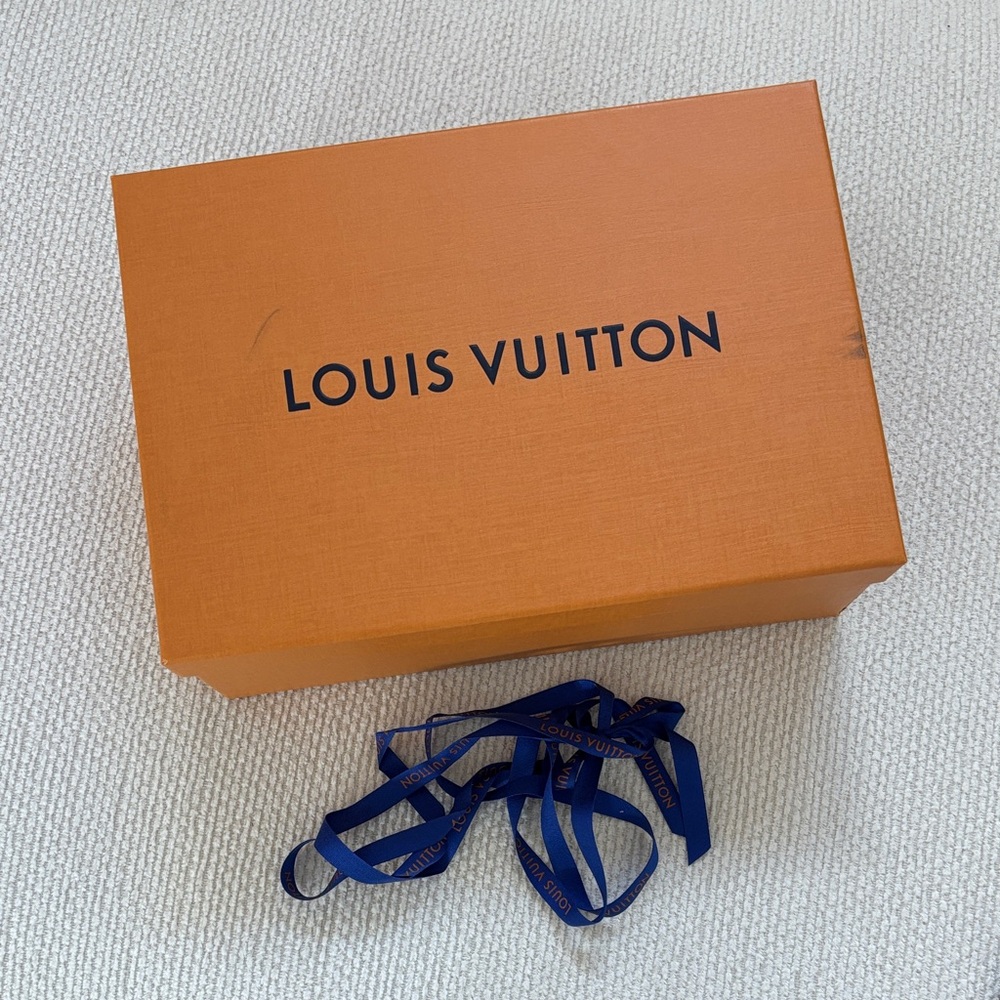 Louis Vuitton Signature Orange Shoe Box with Navy Ribbon